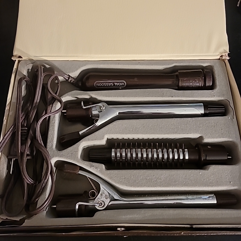 Vintage Vidal Sassoon Curling Iron Set With Case Hair Styling Tools